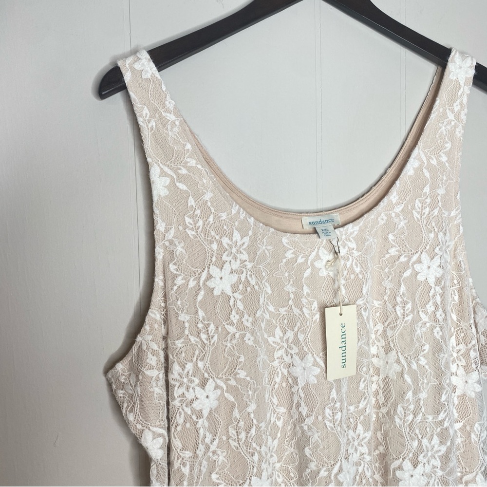 Sundance tan Lace overlay‎ tank top plus size new with tag XXL stretchy soft